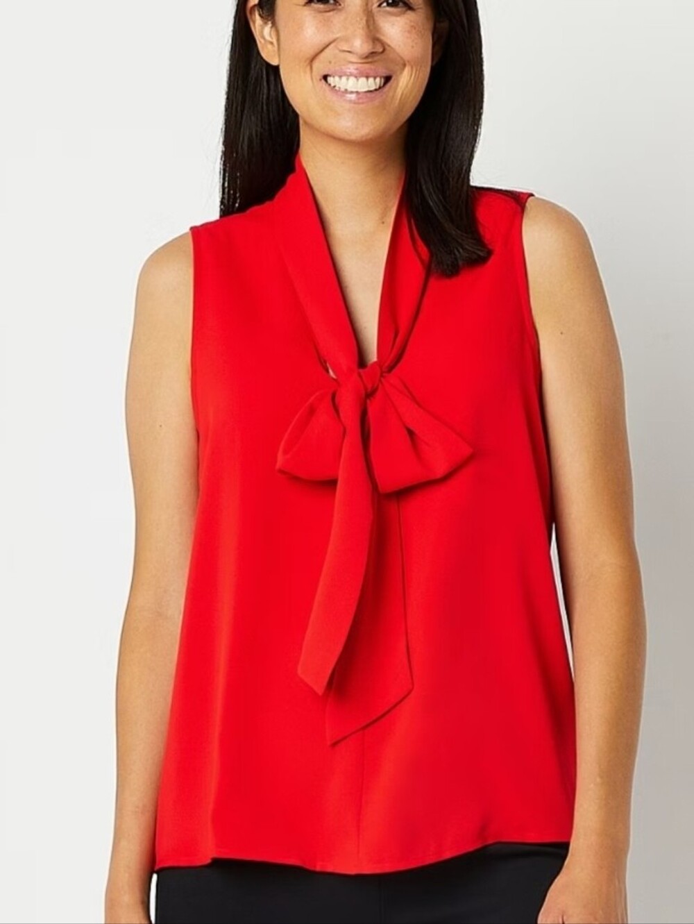 Abbott Elementary Red Tie-Neck Sleeveless Blouse NWT